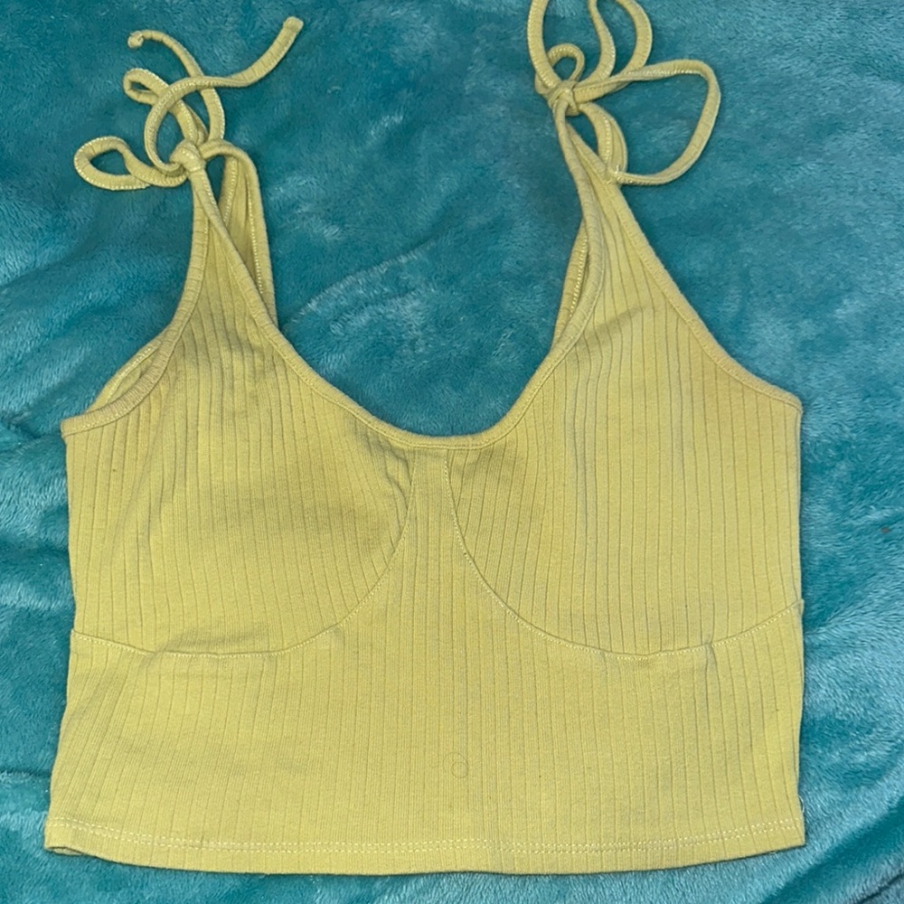 Green Ribbed Sleeveless Crop Tank Top